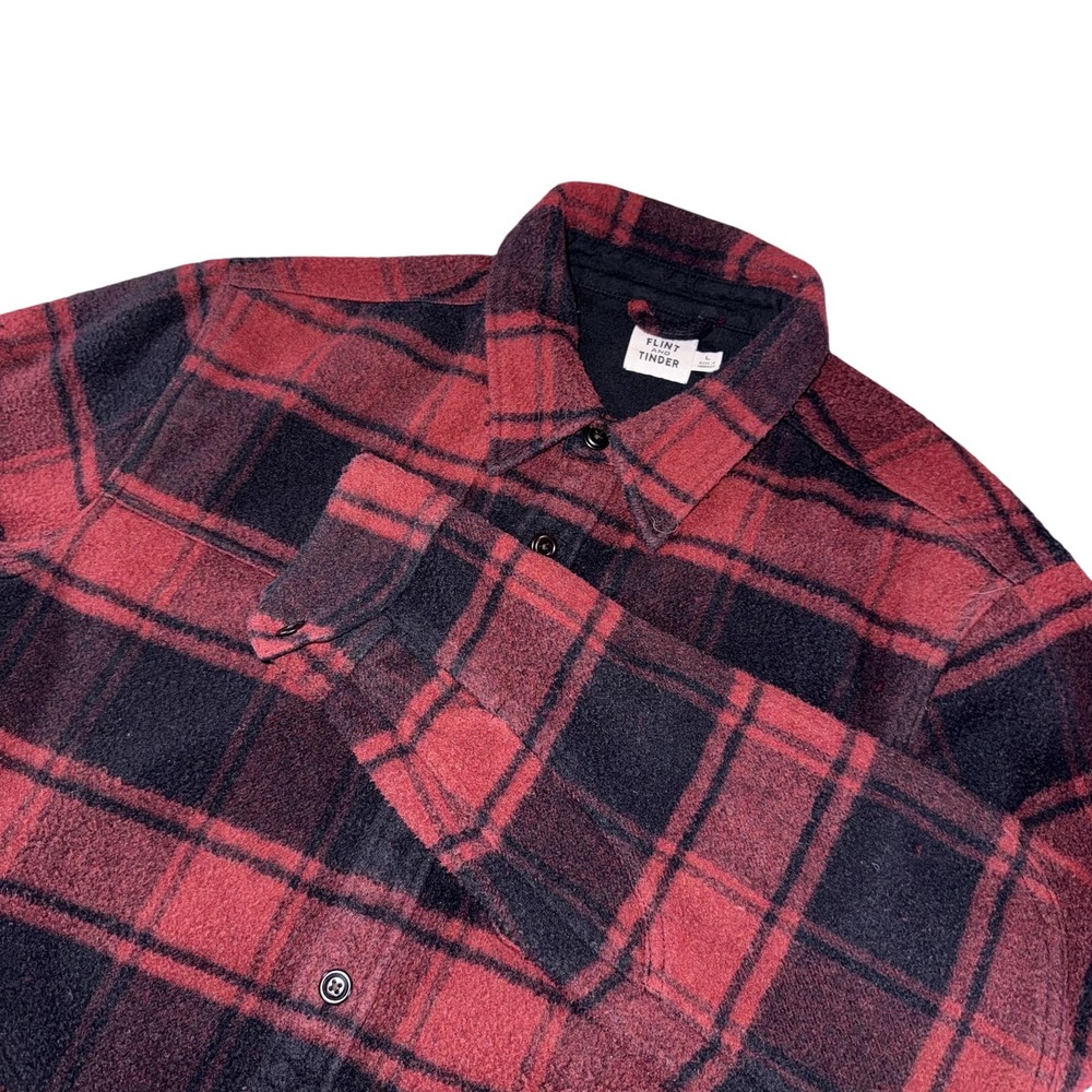 Flint And Tinder Jacket Mens Large Red Plaid Quilted Flannel Shirt Coat Warm‎
